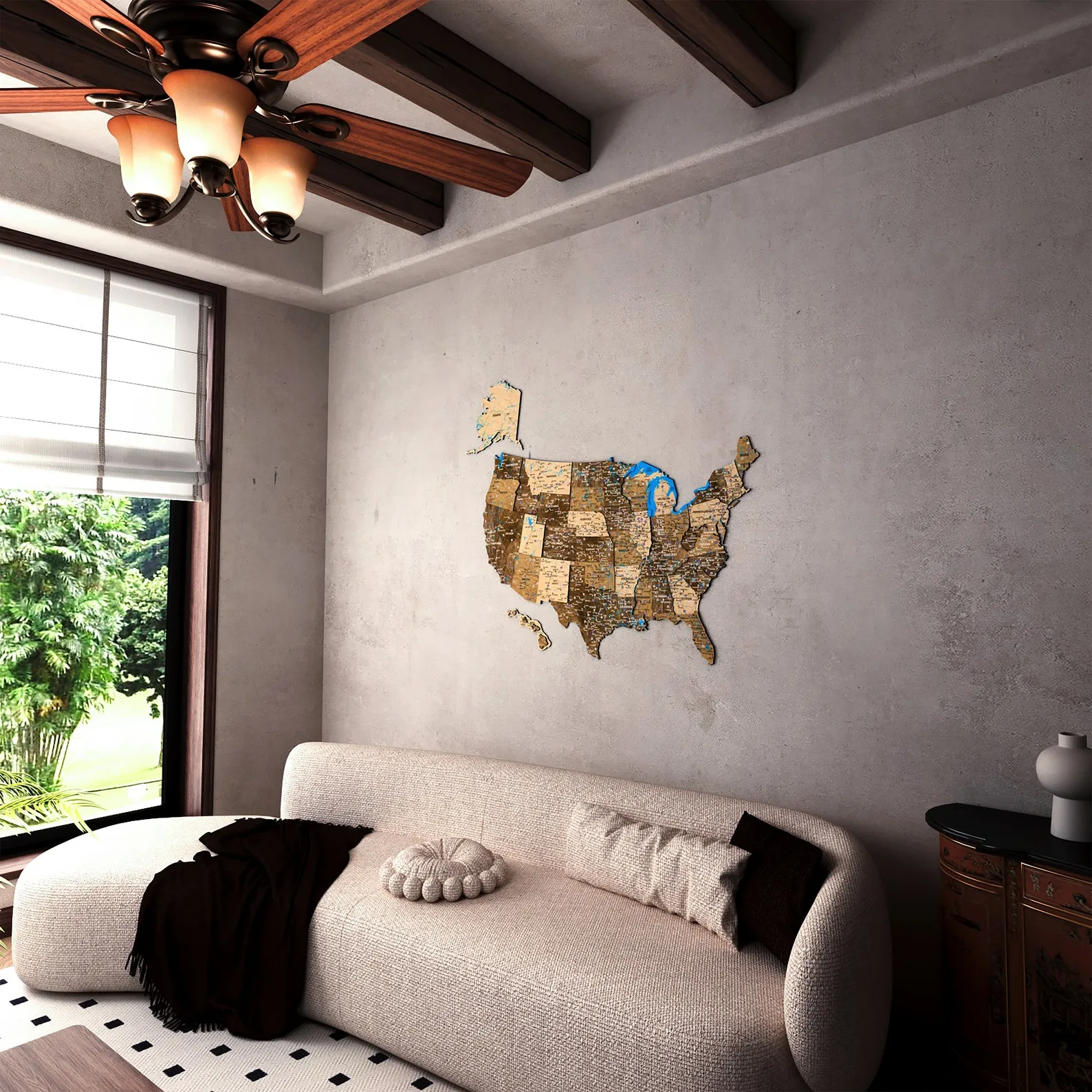 Wooden USA Push Pin Map Wall Art For Living Room Decor - Image 3