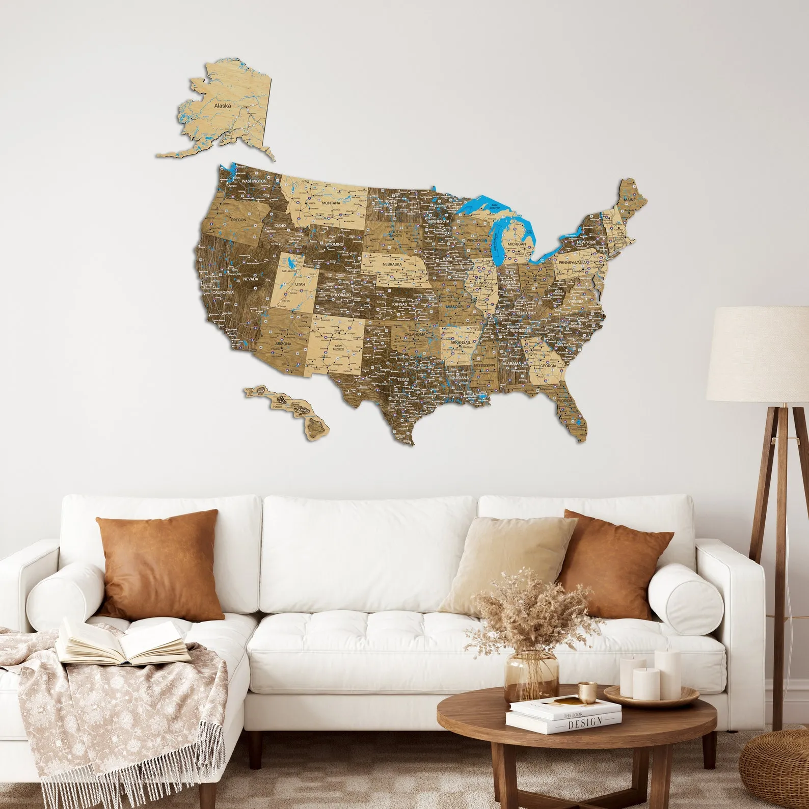 Wooden USA Push Pin Map Wall Art For Living Room Decor - Image 5
