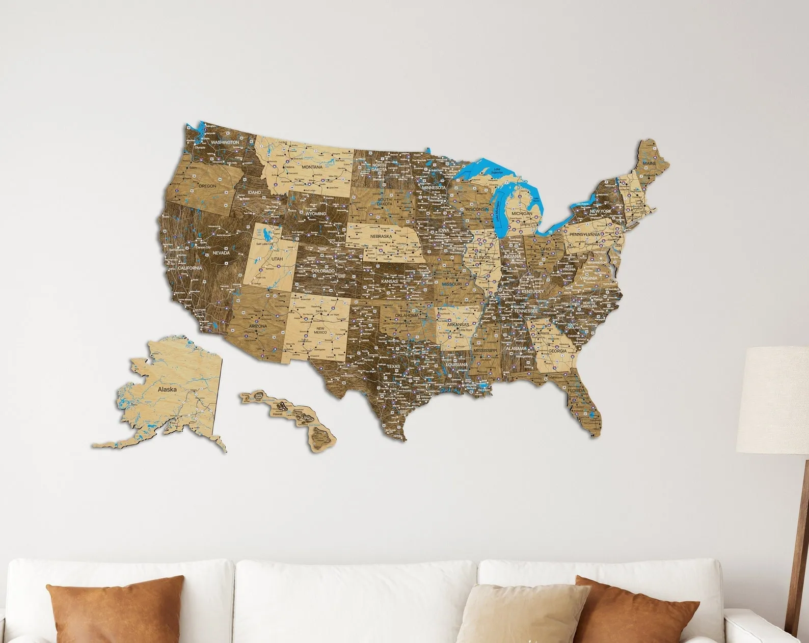 Large Wooden USA Wall Map For Home And Office Decoration - Image 3