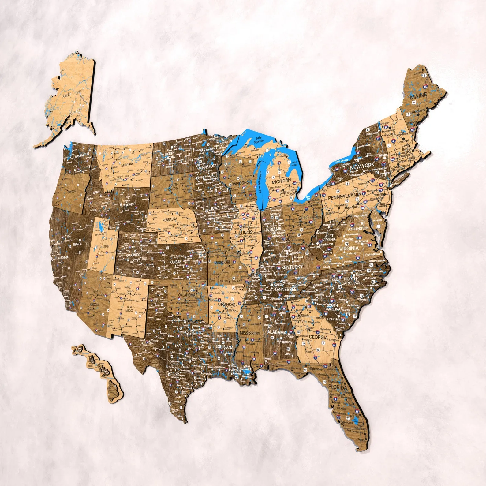 Large Wooden USA Wall Map For Home And Office Decoration - Image 7