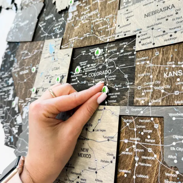 Wooden USA Travel Map For National Parks Push Pin Display